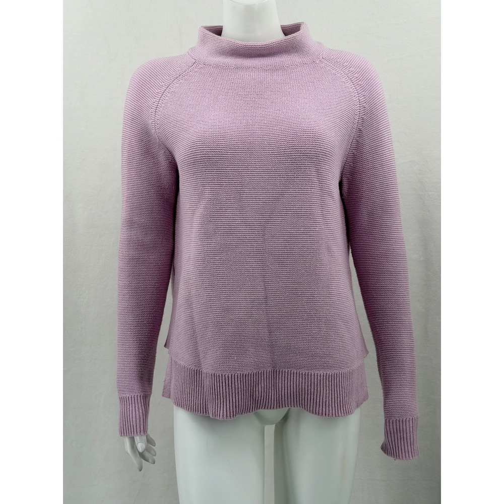 Kinross Sweater Womens Small Purple 100% Cotton Knit Mock Neck Staple‎ Office